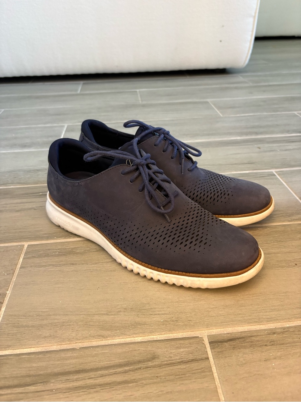 Cole Haan 2.Zerogrand Navy Blue Suede Oxfords Men's 10